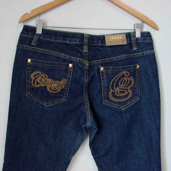 COOGI Bootcut Jeans Tall Dark Wash Stretch Embroidered Coogi Logo Size 12 - Picture 11 of 16